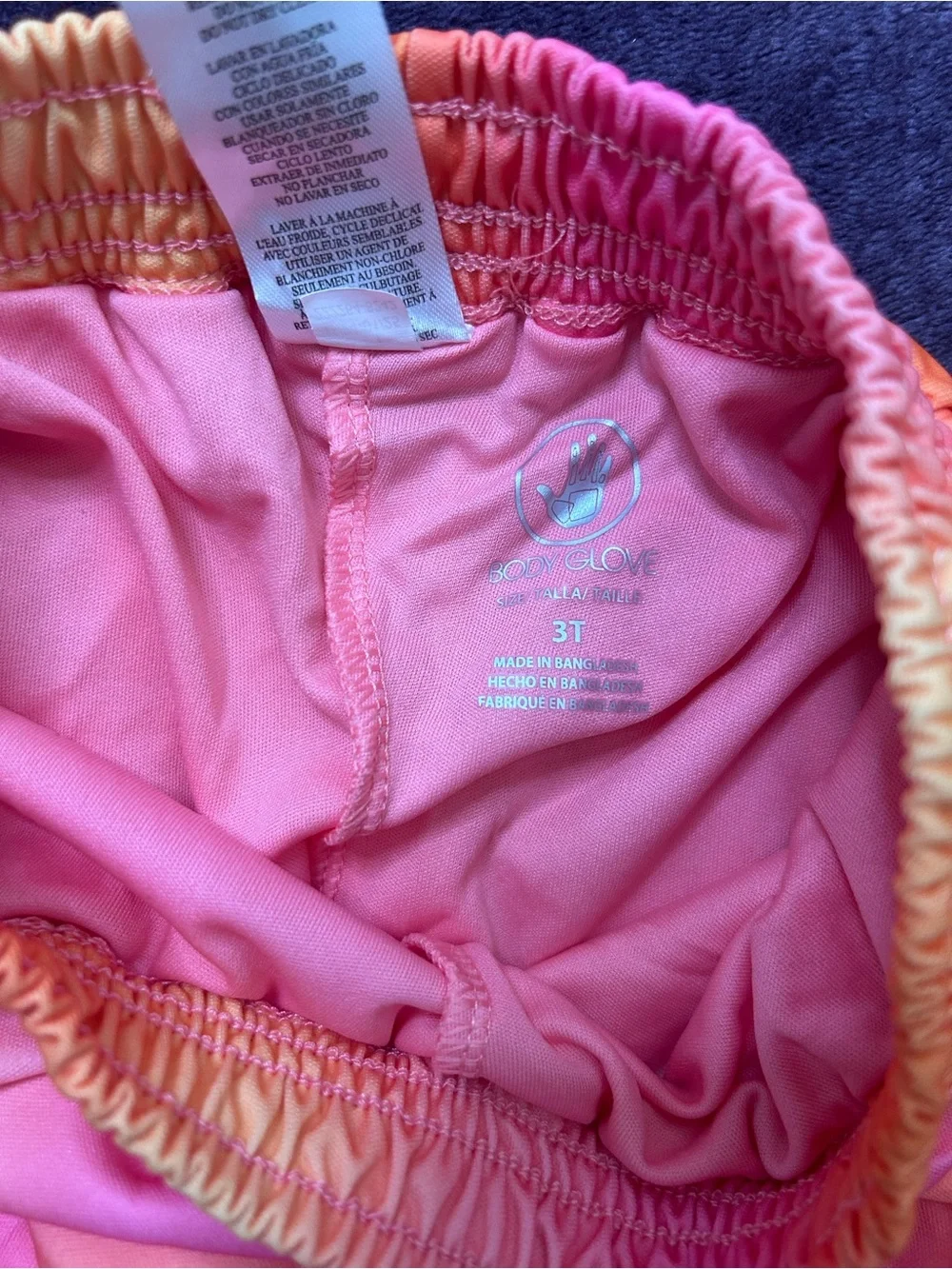 Body Glove Pink Crop Top with Pink-to-Orange Ombre Dance Shorts